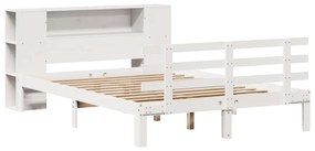 Cama com estante sem colchão 120x200 cm pinho maciço branco