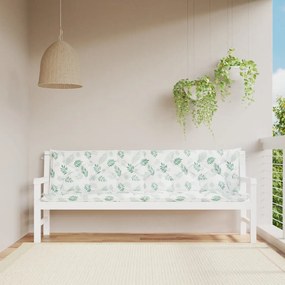 vidaXL Almofadões banco jardim 2 pcs 200x50x7 cm tecido padrão folhas
