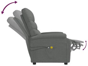 Poltrona de massagens elétrica tecido cinza-escuro