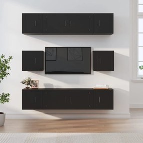 vidaXL Conjunto móveis de TV 8 pcs madeira processada preto