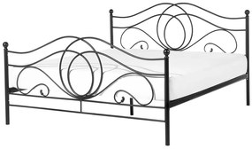 Cama de casal em metal preto 160 x 200 cm LYRA Beliani