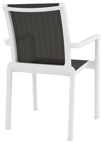 Conjunto 4 Cadeiras jardim NEPTUNO, empilhável, polipropileno branco e batyline antracite Restaurante, Café, Bar