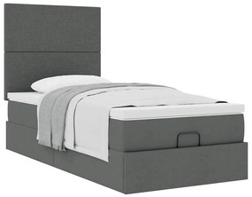 Estrutura cama otomana colchão 80x200 cm tecido cinzento escuro