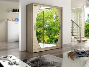 Roupeiro Closico 121, Carvalho sonoma, 200x150x58cm, 129 kg, Portas para roupeiro: Deslizante, Número de prateleiras: 5, Número de prateleiras: 5