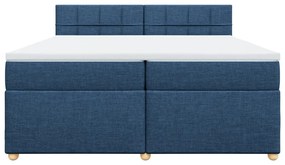Cama com molas/colchão 200x200 cm tecido azul