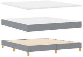 Cama Box Spring com Colchão Cinza Claro, 180 x 200 cm, Tecido