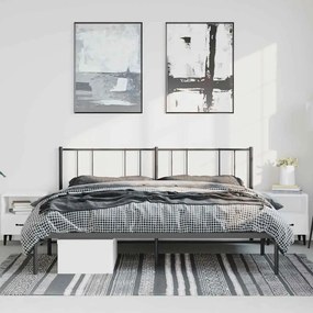 Estrutura de cama com cabeceira 193x203 cm metal preto
