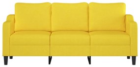 Sofá de 3 lugares 180 cm tecido amarelo-claro