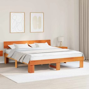 Estrutura da Cama Castanho-mel 180 x 200 cm Madeira de Pinheiro