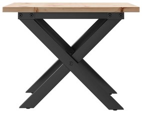 Mesa de centro estrutura em X 50x50x35 cm pinho e aço