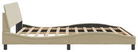 Estrutura de cama sem colchão 160x200 cm tecido cor creme