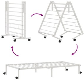 Estrutura de cama sem colchão Dobrável 90x200 cm aço branco