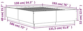 Estrutura de cama 135x190cm derivados madeira carvalho castanho