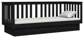 Sofá-cama 75x190 cm madeira de pinho maciça preto