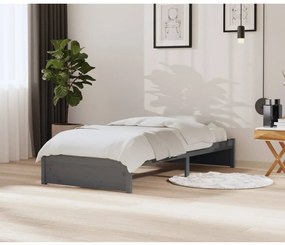 Estrutura de cama 90x200 cm madeira maciça cinzento