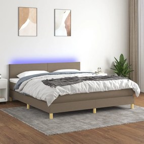 Cama box spring colchão/LED 180x200cm tecido cinza-acastanhado