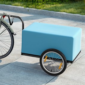 Reboque de carga para bicicletas com estrutura dobrável Cobertura de tecido Oxford Acoplador versátil Preto+Azul