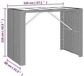 5 pcs conjunto de bar p/ jardim c/ almofadões vime PE preto