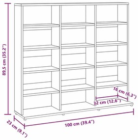 Armário p/ CD 100x23x89,5 cm derivados madeira cinzento sonoma