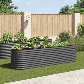 Canteiro elevado de jardim aço galvanizado 320x80x81cm cinzento