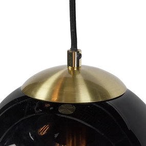 LED Candeeiro de suspensão inteligente latão com vidro preto 3 luzes incl. Wifi ST64 - Pallon