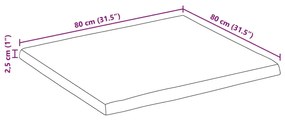 Tampo de mesa c/ borda viva 80x80x2,5cm mangueira áspera maciça