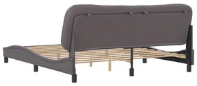 Estrutura cama c/ cabeceira 180x200cm couro artificial cinzento
