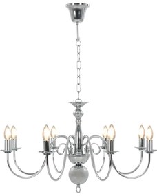 Lustre de 8 lâmpadas E14 prateado