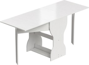 HOMCOM Mesa de Jantar Dobrável 160 cm com Prateleira e 2 Abas Rebatíveis para Espaços Pequenos Branco | Aosom Portugal