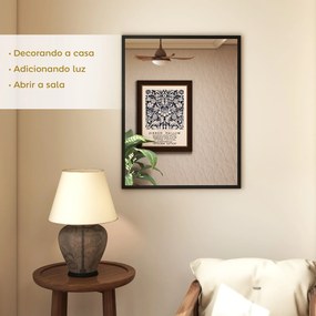 Espelho de Casa de Banho 70x90 cm Espelho de Parede Decorativo para Sala Entrada Corredor Horizontal ou Vertical Preto