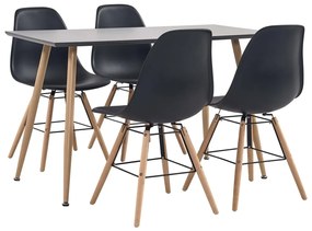 vidaXL 5 pcs conjunto de jantar plástico preto