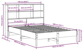 Cama com estante sem colchão 120x200 cm pinho maciço