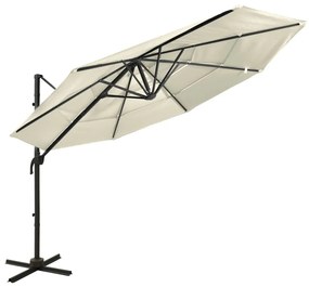 vidaXL Guarda-sol de jardim 4 camadas c/ poste de alumínio 3x3 m areia