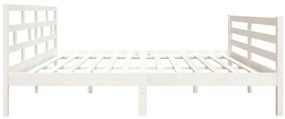 Estrutura de cama 140x190 cm madeira de pinho maciça branco