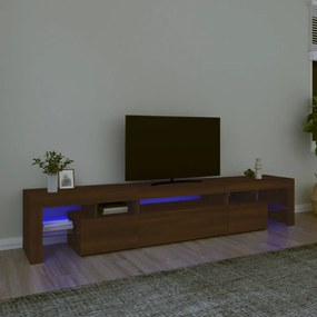vidaXL Móvel de TV com luzes LED 215x36,5x40 cm cor carvalho castanho