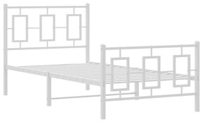 Estrutura de cama com cabeceira e pés 90x190 cm metal branco