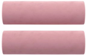 Sofá 3 lugares c/ almofadas decorativas 180 cm veludo rosa