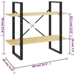 Estante com 2 prateleiras 80x30x70 cm pinho maciço castanho