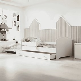 Cama infantil individual Luk 180x80 com gaveta branca - colchão e estrado incluído