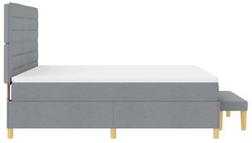 Cama Box com Colchão e Banco Cinza Claro 180x200 cm Tecido
