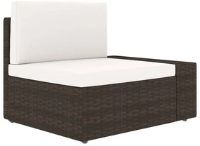 8 pcs conjunto lounge p/ jardim c/ almofadões vime PE castanho