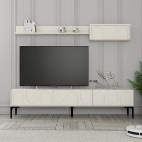 **** Conjunto de Mobiliário de Sala de Estar Lyon – Creme e Preto – Di