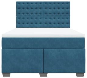 Cama com molas/colchão 140x200 cm veludo azul