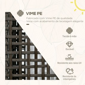 Outsunny Candeeiro de Jardim de Vime Sintético Candeeiro Solar de Exterior com Luzes LED Ligar/Desligar Automático para Varanda Pátio 21x21x78cm Cinza