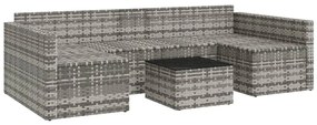 2 pcs conjunto lounge de jardim c/ almofadões vime PE cinzento