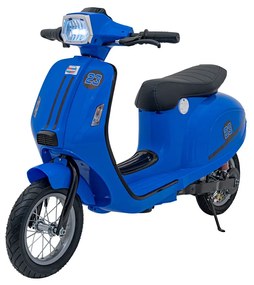 Vespa elétrica para Crianças 24V Retro Scooter 23, Rodas AR assento couro ecológico Azul