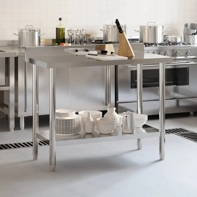 Mesa cozinha rebordo antissalpicos 110x55x93 cm aço inoxidável