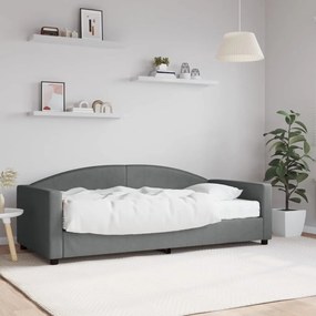 Sofá-cama com colchão 90x190 cm tecido cinzento-escuro