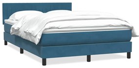 vidaXL Cama com molas/colchão 140x210 cm veludo azul-escuro