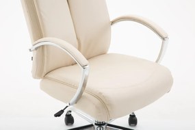 Cadeira de Escritório XL Vaud de Couro Sintético Creme